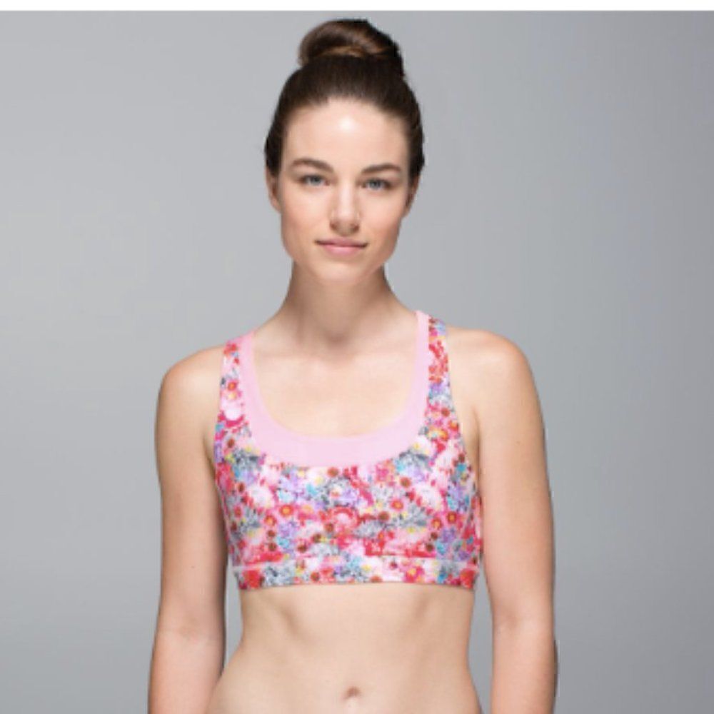 Lululemon Run Stuff Your Sports Bra Pink Floral 4